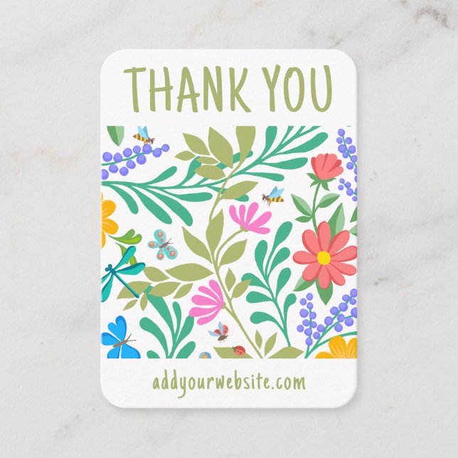     Cute Floral Nature Thank You For Your Purchase Note Card (Front)