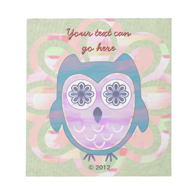 Cute Floral Owl Notepad (Front)