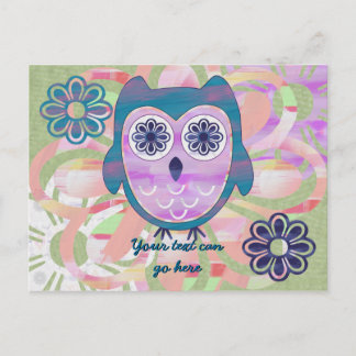 Cute Floral Owl Postcard
