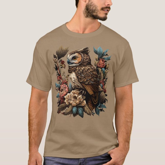 Cute Floral Owl T-Shirt (Front)