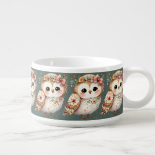 Cute Floral Owl with Bow Bowl