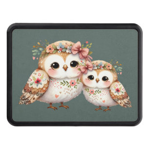 Cute Floral Owl with Bow Hitch Cover