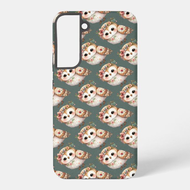 Cute Floral Owl with Bow Samsung Galaxy Case (Back)