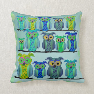 Cute Floral Owls Throw Pillow
