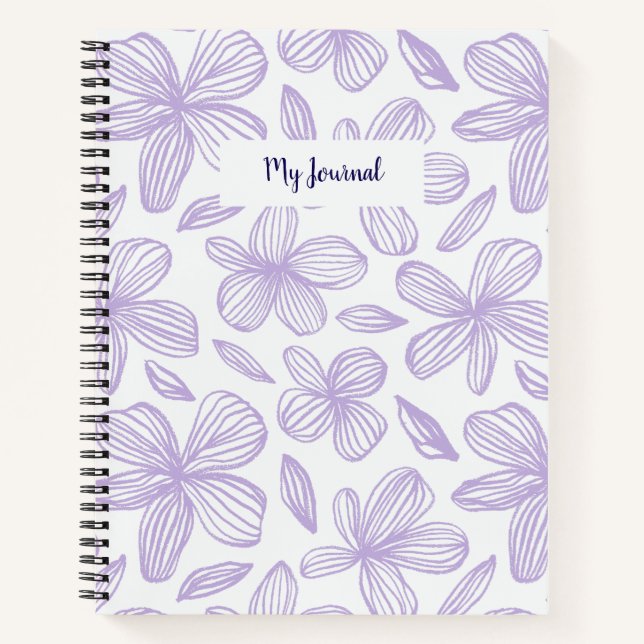 Cute Floral Pastel Purple Monogram Notebook (Front)