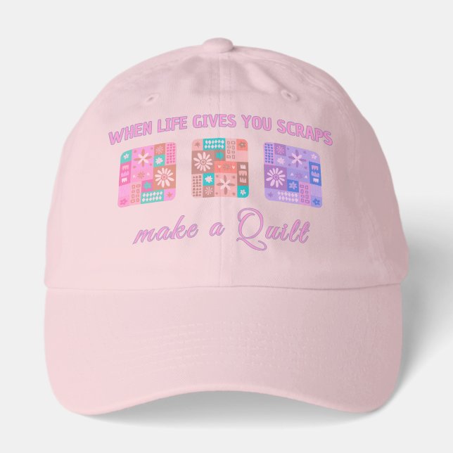 Cute & Floral Patchwork Pattern in Pastel Colours Hat (Front)