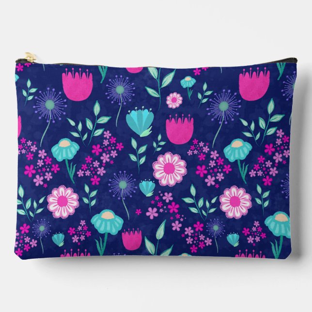 Cute floral pattern background accessory pouch (Front)