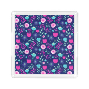 Cute floral pattern background acrylic tray