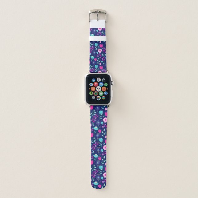 Cute floral pattern background apple watch band (Front)