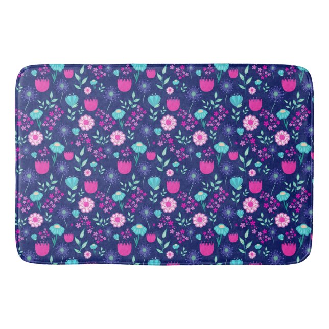 Cute floral pattern background bath mat (Front)
