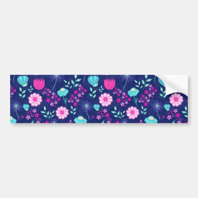 Cute floral pattern background bumper sticker (Front)