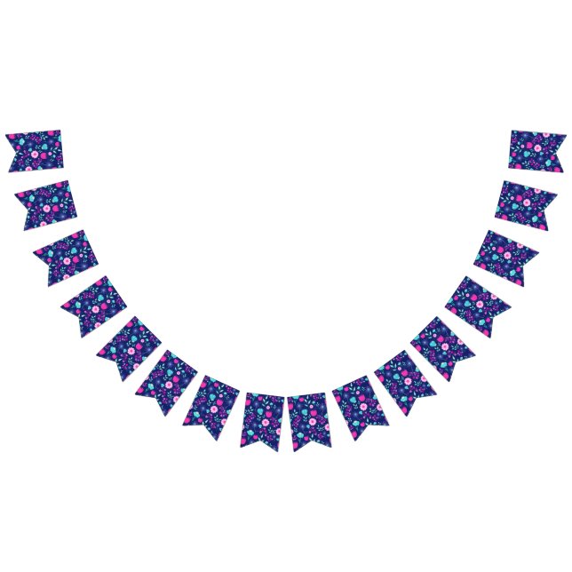 Cute floral pattern background bunting flags (All)