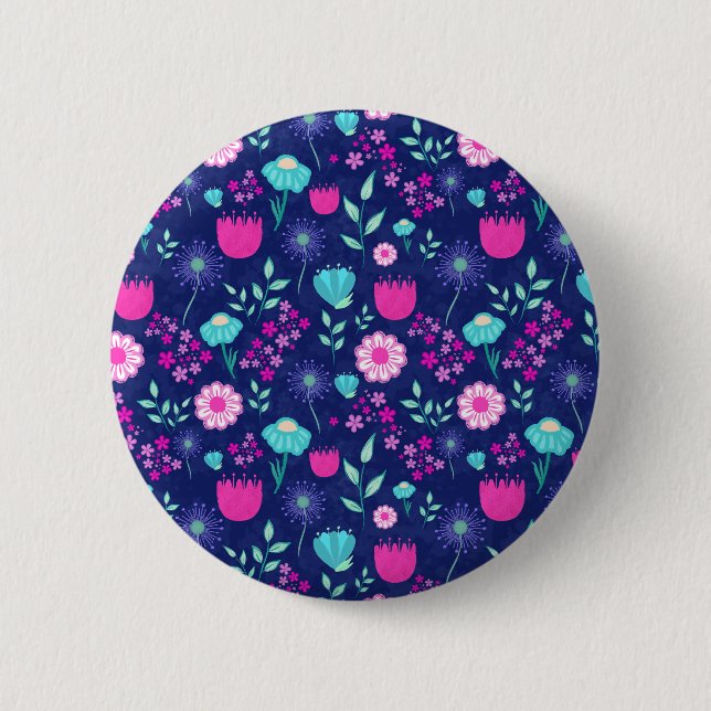Cute floral pattern background button (Front)