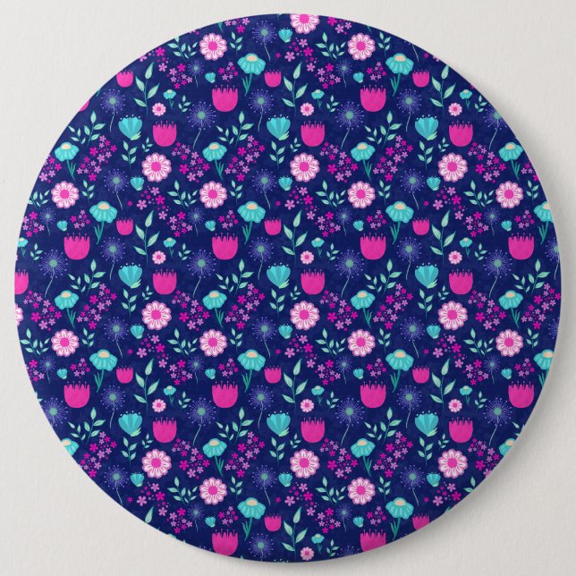 Cute floral pattern background button (Front)