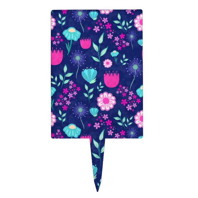 Cute floral pattern background cake topper (Front)