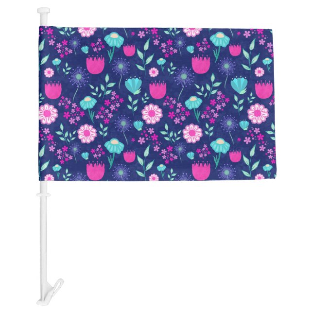 Cute floral pattern background car flag (Front)