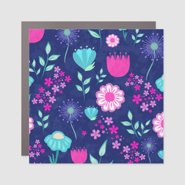 Cute floral pattern background car magnet (Front)