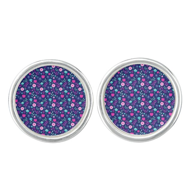 Cute floral pattern background cufflinks (Front)