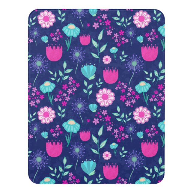 Cute floral pattern background door sign (Contemporary Vert)