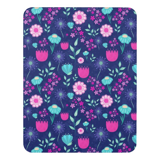 Cute floral pattern background door sign (Contemporary Vert)