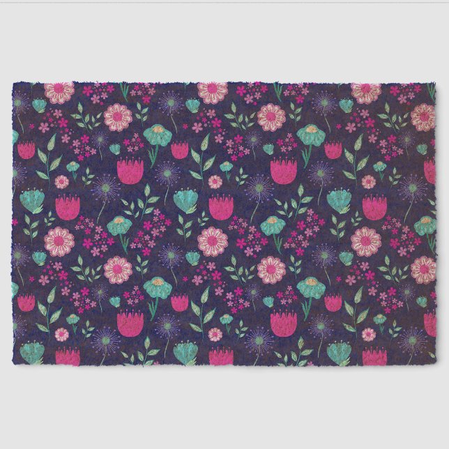 Cute floral pattern background fiber doormat (Front)