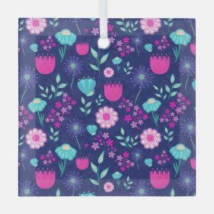 Cute floral pattern background glass ornament