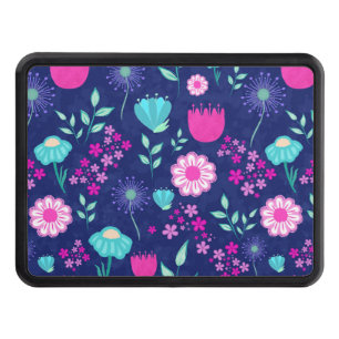 Cute floral pattern background hitch cover