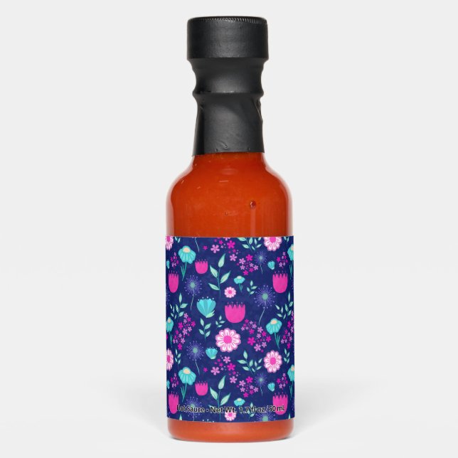 Cute floral pattern background hot sauces (Front)
