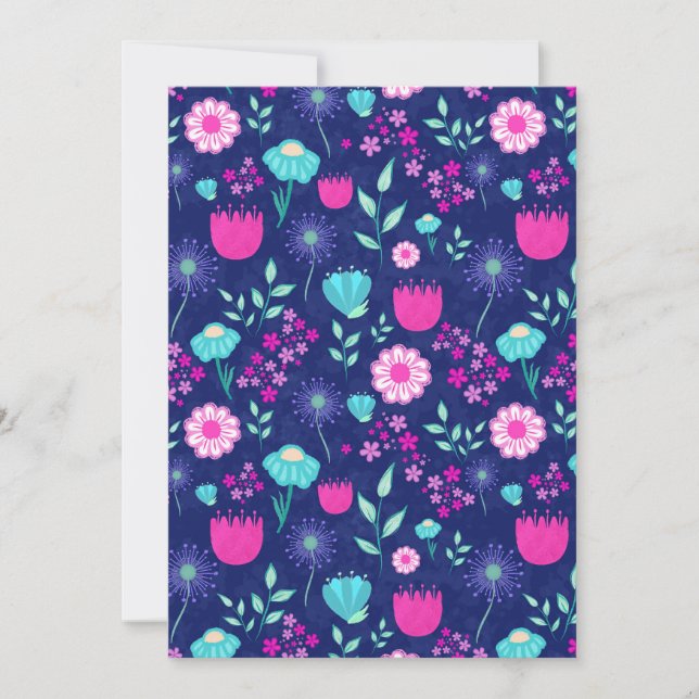 Cute floral pattern background invitation (Front)