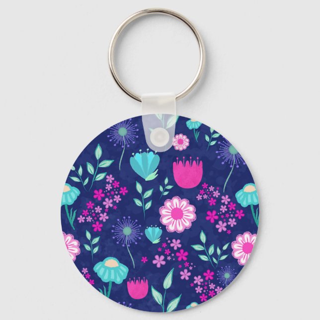 Cute floral pattern background keychain (Front)