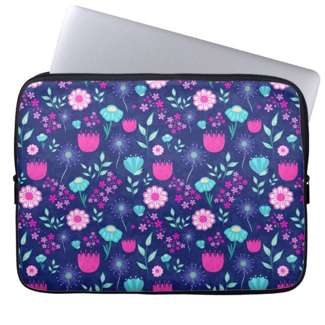 Cute floral pattern background laptop sleeve (Front)