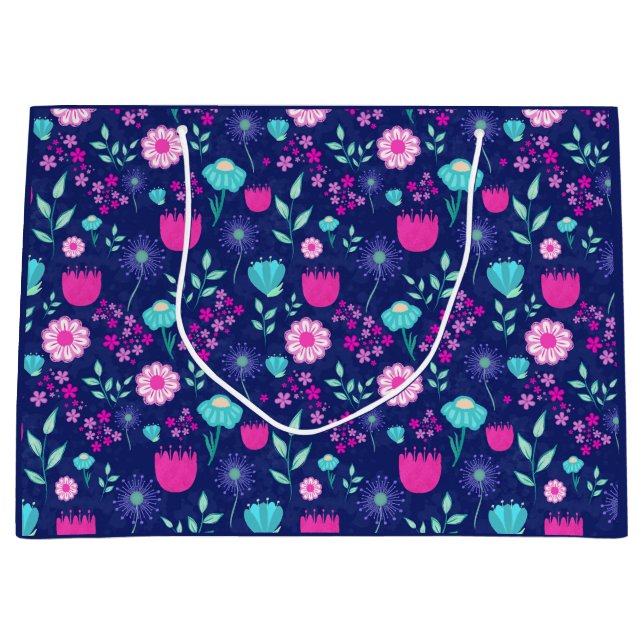 Cute floral pattern background large gift bag (Front)