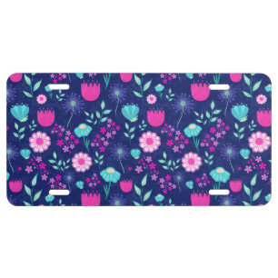 Cute floral pattern background license plate