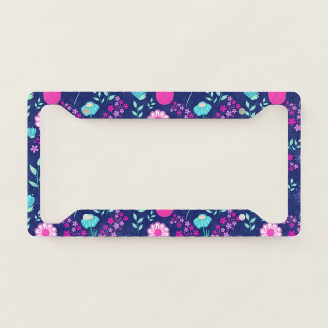 Cute floral pattern background license plate frame (Front)