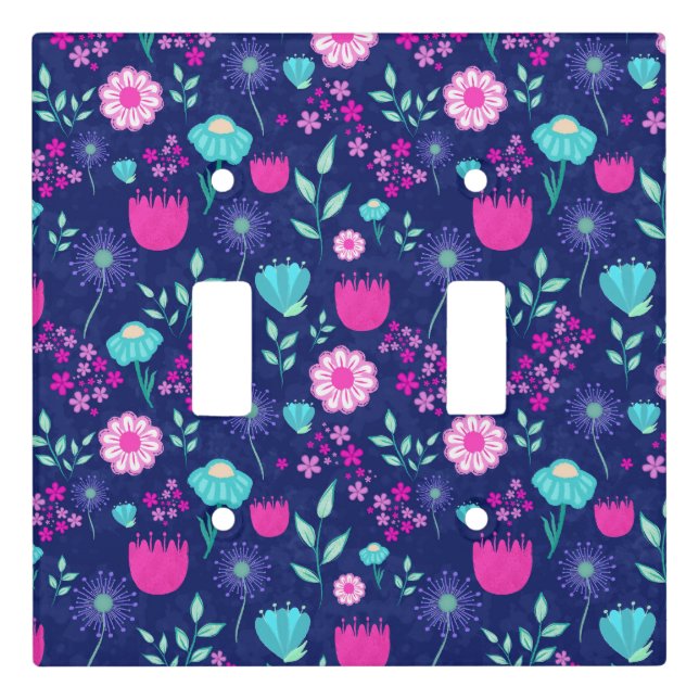 Cute floral pattern background light switch cover (Front)