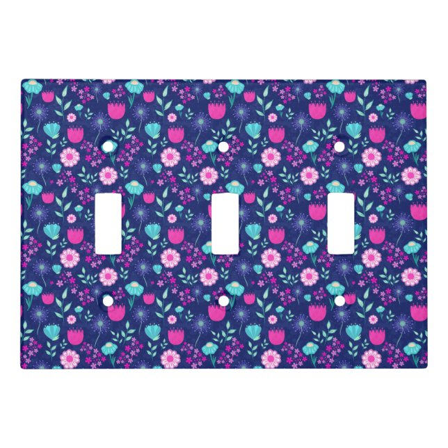 Cute floral pattern background light switch cover (Front)