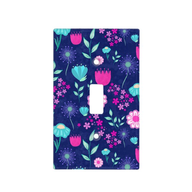 Cute floral pattern background light switch cover (Front)