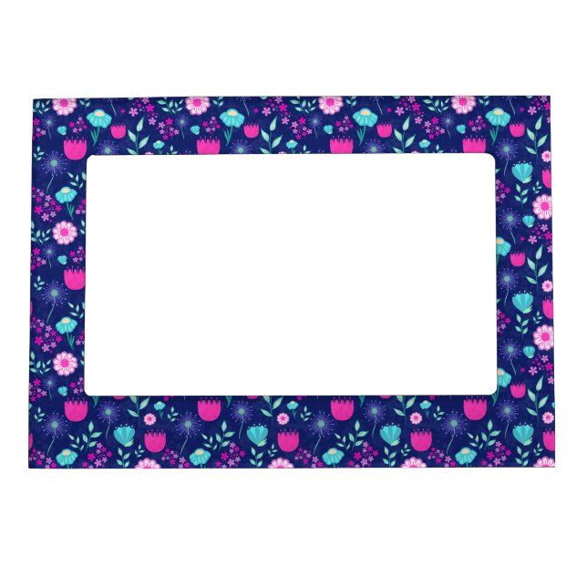 Cute floral pattern background magnetic frame (Front)