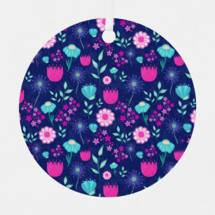 Cute floral pattern background metal ornament