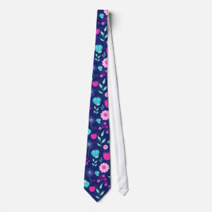 Cute floral pattern background neck tie