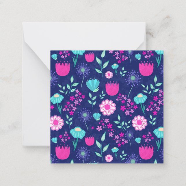 Cute floral pattern background note card (Front)