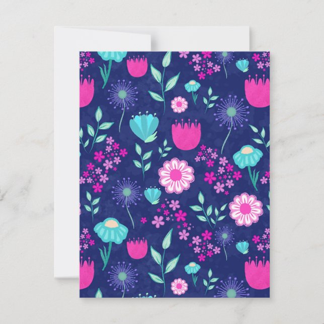 Cute floral pattern background note card (Front)