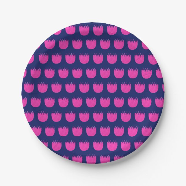 Cute floral pattern background paper plates (Front)
