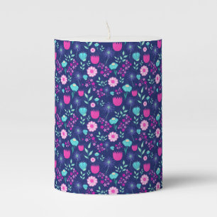 Cute floral pattern background pillar candle