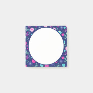 Cute floral pattern background post-it notes