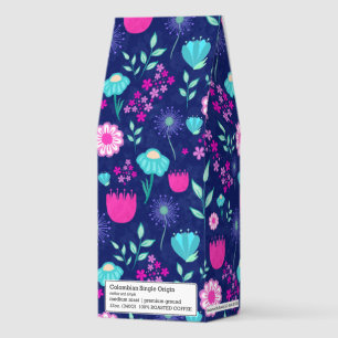 Cute floral pattern background roasted coffee