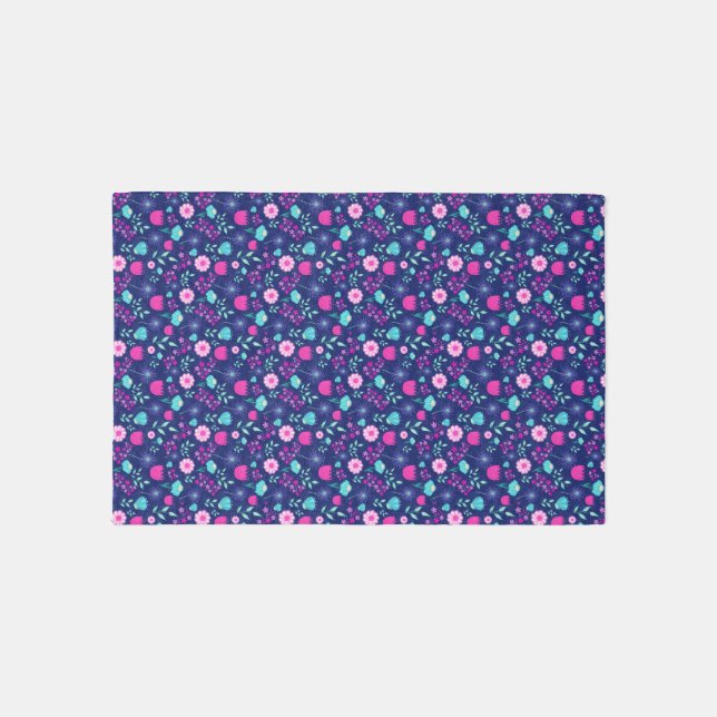 Cute floral pattern background rug (Front)