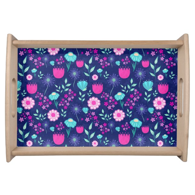 Cute floral pattern background serving tray (Front)