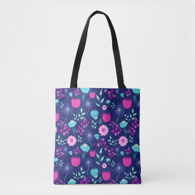 Cute floral pattern background tote bag (Front)