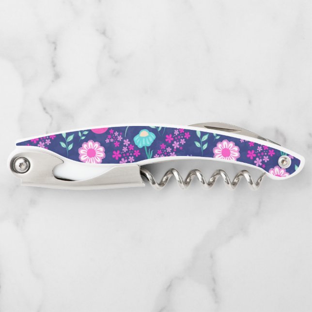 Cute floral pattern background waiter's corkscrew (Front)